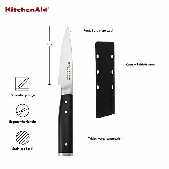 KitchenAid KO35DSSOHOBA Gourmet 3.5-in. Forged Serrated Paring Knife With Sheath 5 KitchenAid KO35DSSOHOBA Gourmet 3.5-in. Forged Serrated Paring Knife With Sheath - Image 3