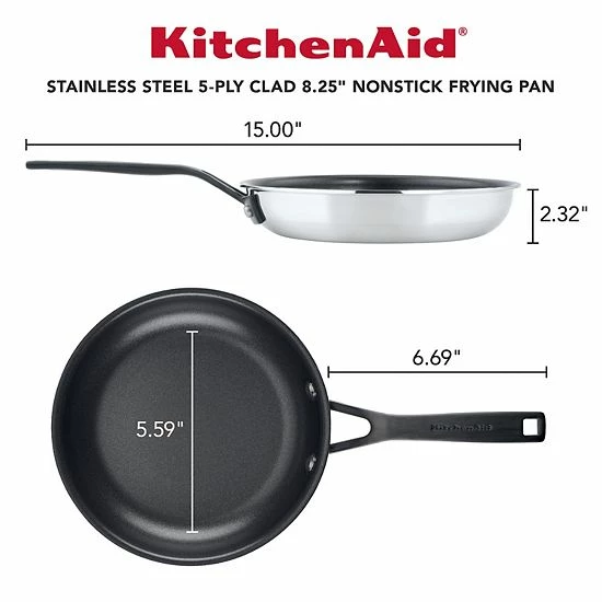 KitchenAid® 5-Ply Clad 8.25-in. Stainless Steel Nonstick Frypan 8 KitchenAid® 5-Ply Clad 8.25-in. Stainless Steel Nonstick Frypan - Image 6