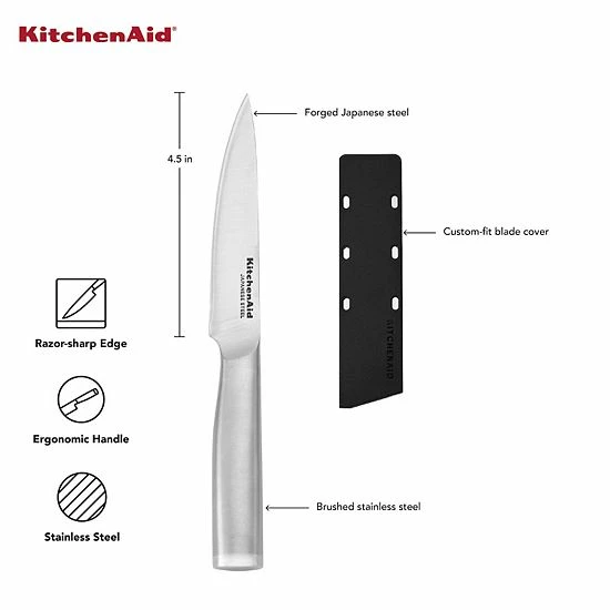 KitchenAid Gourmet 4.5-in. Serrated Paring Knife With Blade Cover 7 KitchenAid Gourmet 4.5-in. Serrated Paring Knife With Blade Cover - Image 5