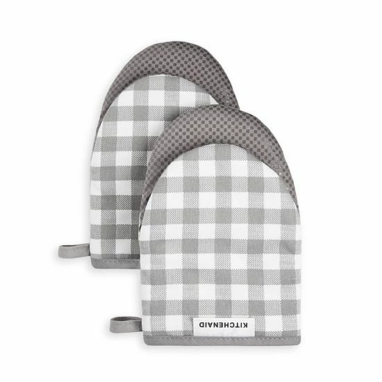 KitchenAid Gingham Mini Oven Mitt 2-pk. Gray 7 KitchenAid Gingham Mini Oven Mitt 2-pk. Gray - Image 5