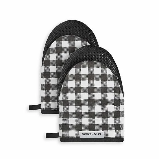 KitchenAid Gingham Mini Oven Mitt 2-pk. Gray 9 KitchenAid Gingham Mini Oven Mitt 2-pk. Gray - Image 7