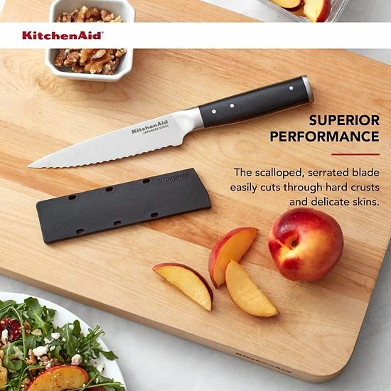 KitchenAid KO55LSSOHOBA Gourmet 5.5-in. Forged Serrated Utility Knife With Sheath 4 KitchenAid KO55LSSOHOBA Gourmet 5.5-in. Forged Serrated Utility Knife With Sheath - Image 2