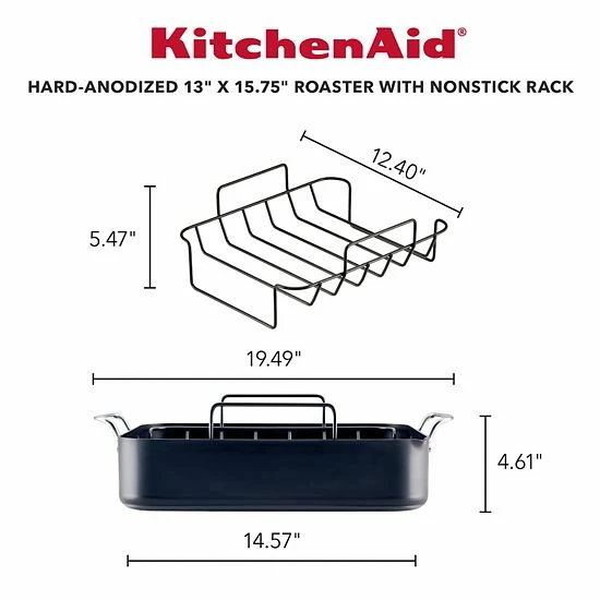 KitchenAid Hard-Anodized Roaster With Removable Nonstick Rack 4 KitchenAid Hard-Anodized Roaster With Removable Nonstick Rack - Image 2