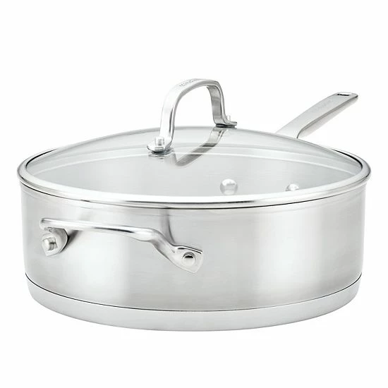 KitchenAid 3-Ply Base Stainless Steel 4.5-qt. Deep Sauté Pan With Helper Handle And Lid 3 KitchenAid 3-Ply Base Stainless Steel 4.5-qt. Deep Sauté Pan With Helper Handle And Lid