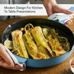 KitchenAid Enameled Cast-Iron Skillet With Helper Handle Blue -KitchenAid Shop unnamed file 826