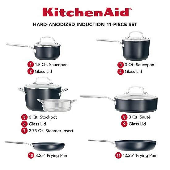 KitchenAid® Hard-Anodized Induction 11-pc. Nonstick Cookware Set 9 KitchenAid® Hard-Anodized Induction 11-pc. Nonstick Cookware Set - Image 7